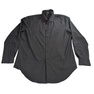 Van Heusen Traveler Slim Fit Dress Shirt XL Black 4 Way Stretch Long Sleeve